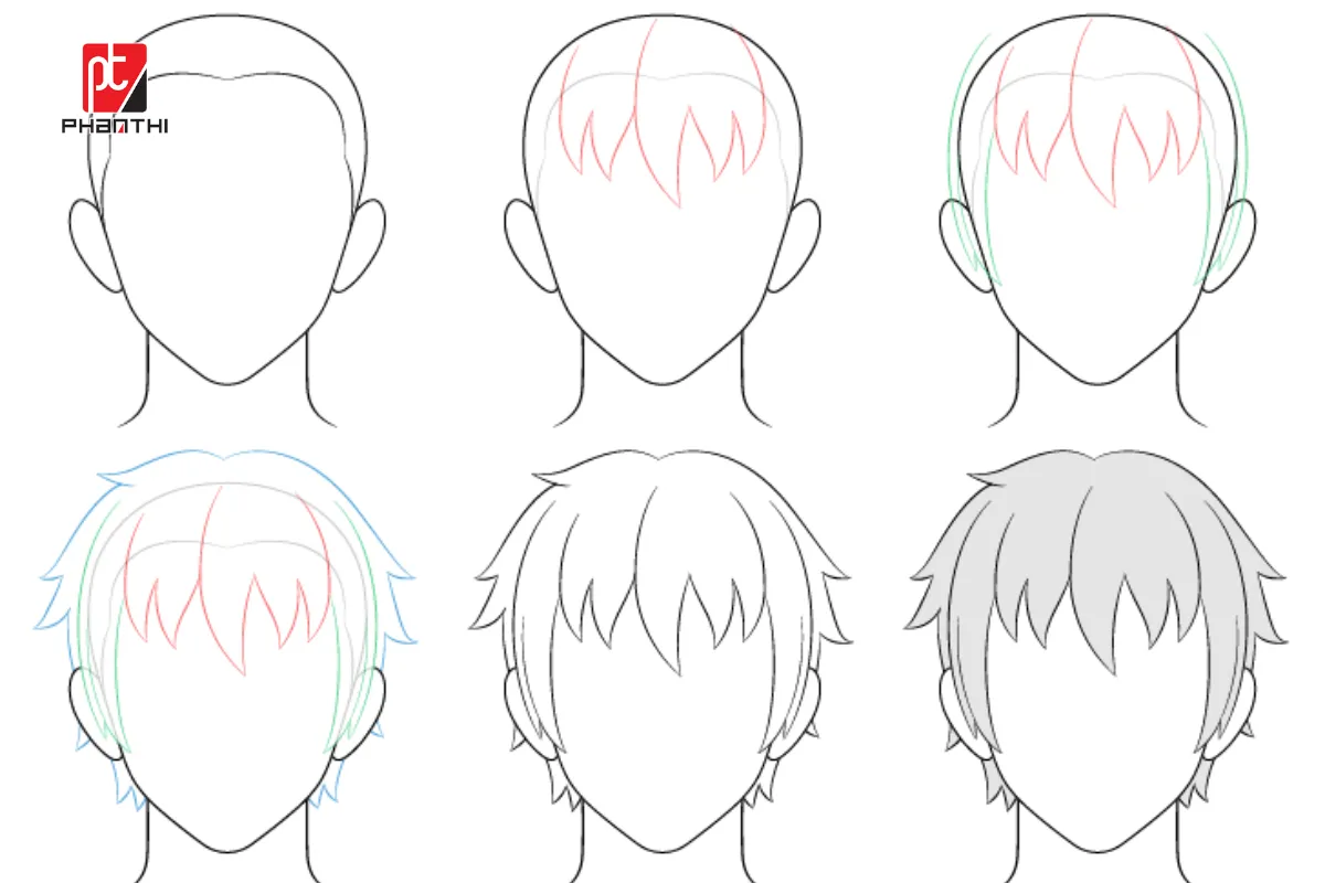 Vẽ tóc anime nam dài vừa phải phổ biến