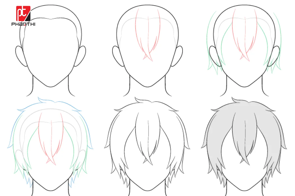 Vẽ tóc anime nam dài vừa phải che mắt