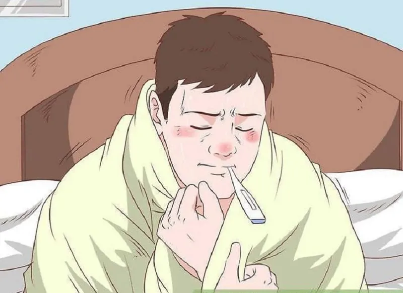 Nhiệt kế đo nhiệt độ cơ thể cho thấy dấu hiệu sốt lạnh run người