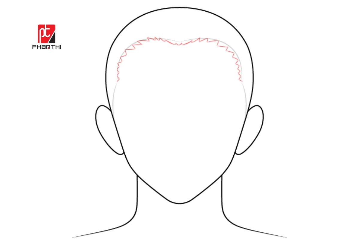 Bước 1: Vẽ phần tóc mái dài