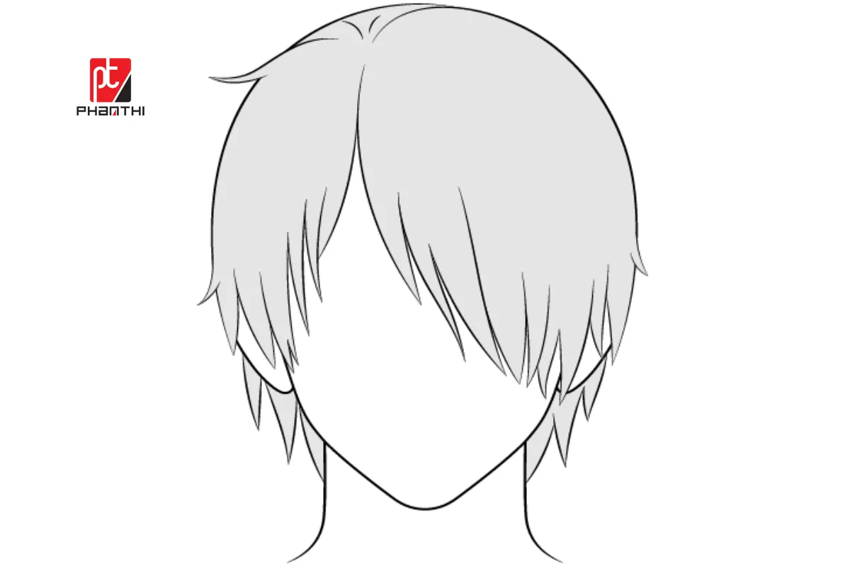 Bước 5: Đổ bóng cho kiểu tóc che mắt anime