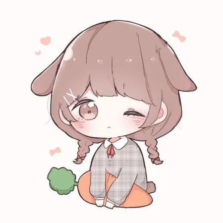Hình avatar chibi nữ cute với biểu cảm ngộ nghĩnh và màu sắc tươi sáng