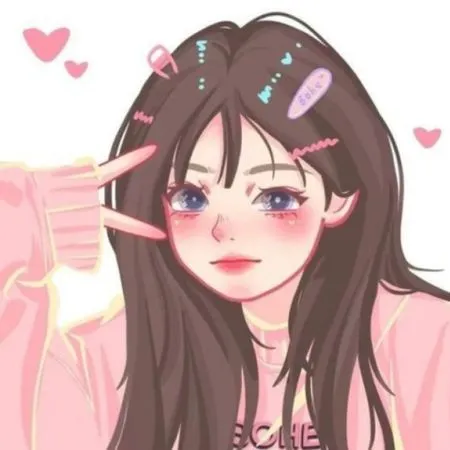 Hình avatar nữ cute với phong cách vẽ hoạt hình, đôi mắt to tròn