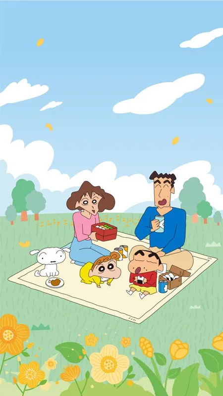 Hình nền Shin-chan, mẹ Misae và Himawari đang đi dạo