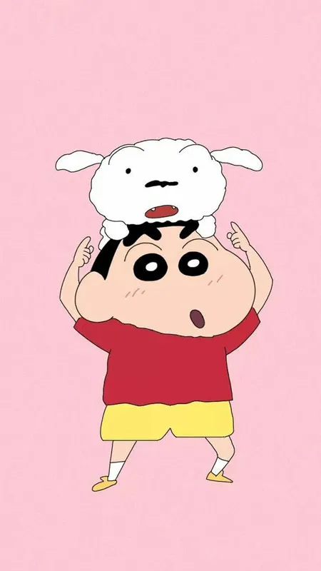 Hình nền Shin-chan đang nằm thư giãn trong không gian dễ thương
