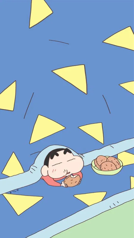 Hình nền Shin cậu bé bút chì đang ăn kem một cách ngon lành