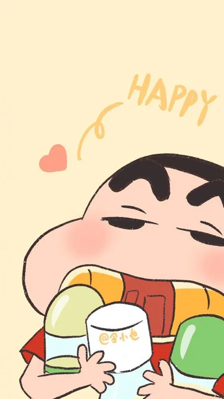Ảnh Shin cậu bé bút chì đang uống sữa tươi, rất đáng yêu