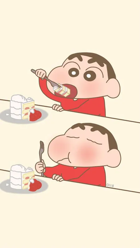 Hình nền Shin-chan đang ăn táo một cách ngon miệng