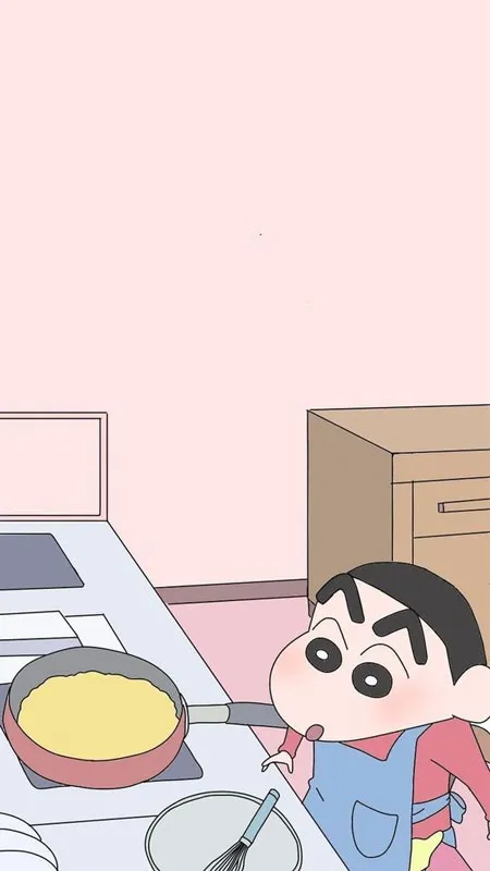Hình nền Shin-chan đang ăn sushi với biểu cảm thích thú