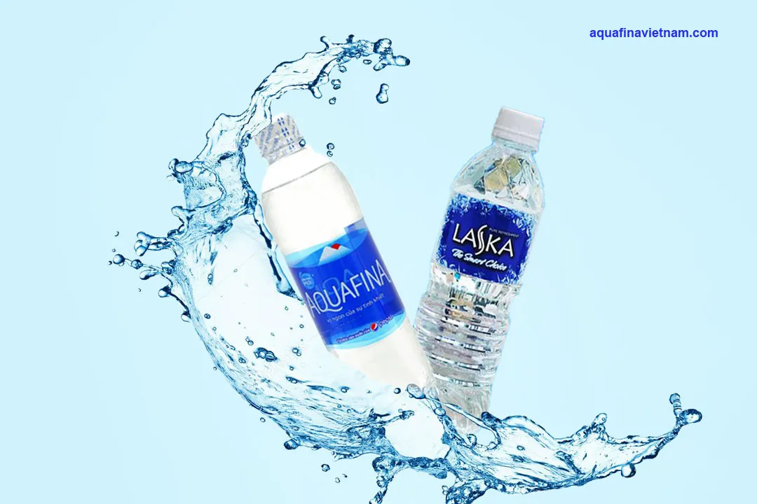 alt: Bảng so sánh đặc tính cơ bản giữa nước tinh khiết Aquafina và Laska