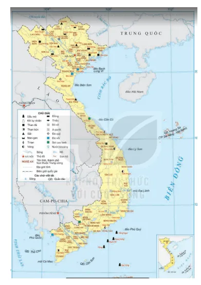 Biểu đồ trữ lượng và khu vực khai thác khoáng sản chủ yếu ở Việt Nam