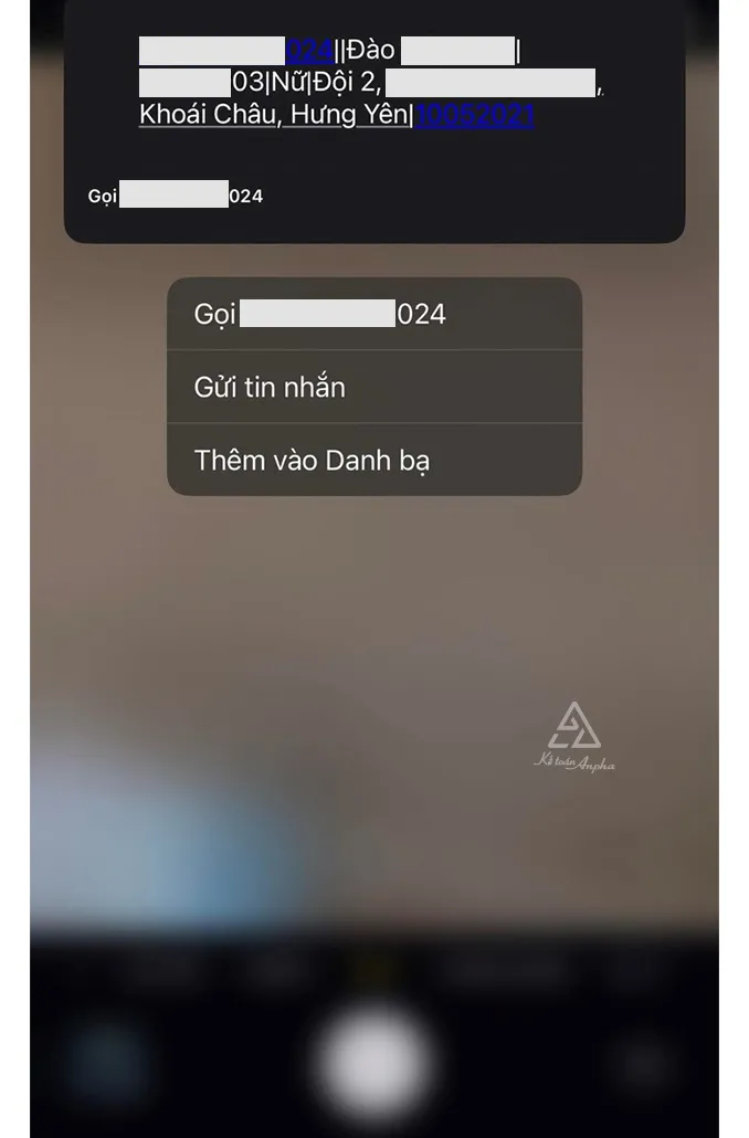 Giao diện điện thoại iPhone hiển thị kết quả quét mã QR CCCD