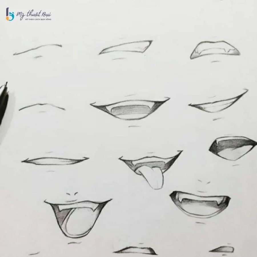 Cách vẽ môi anime