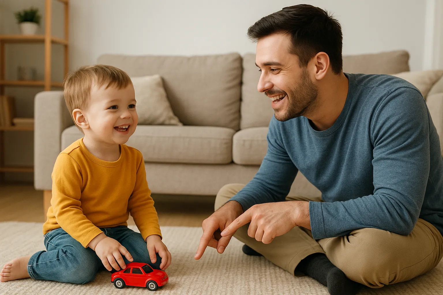 Trẻ em và người lớn chơi trò bắt chước biểu cảm khuôn mặt qua gương để học cách vẽ