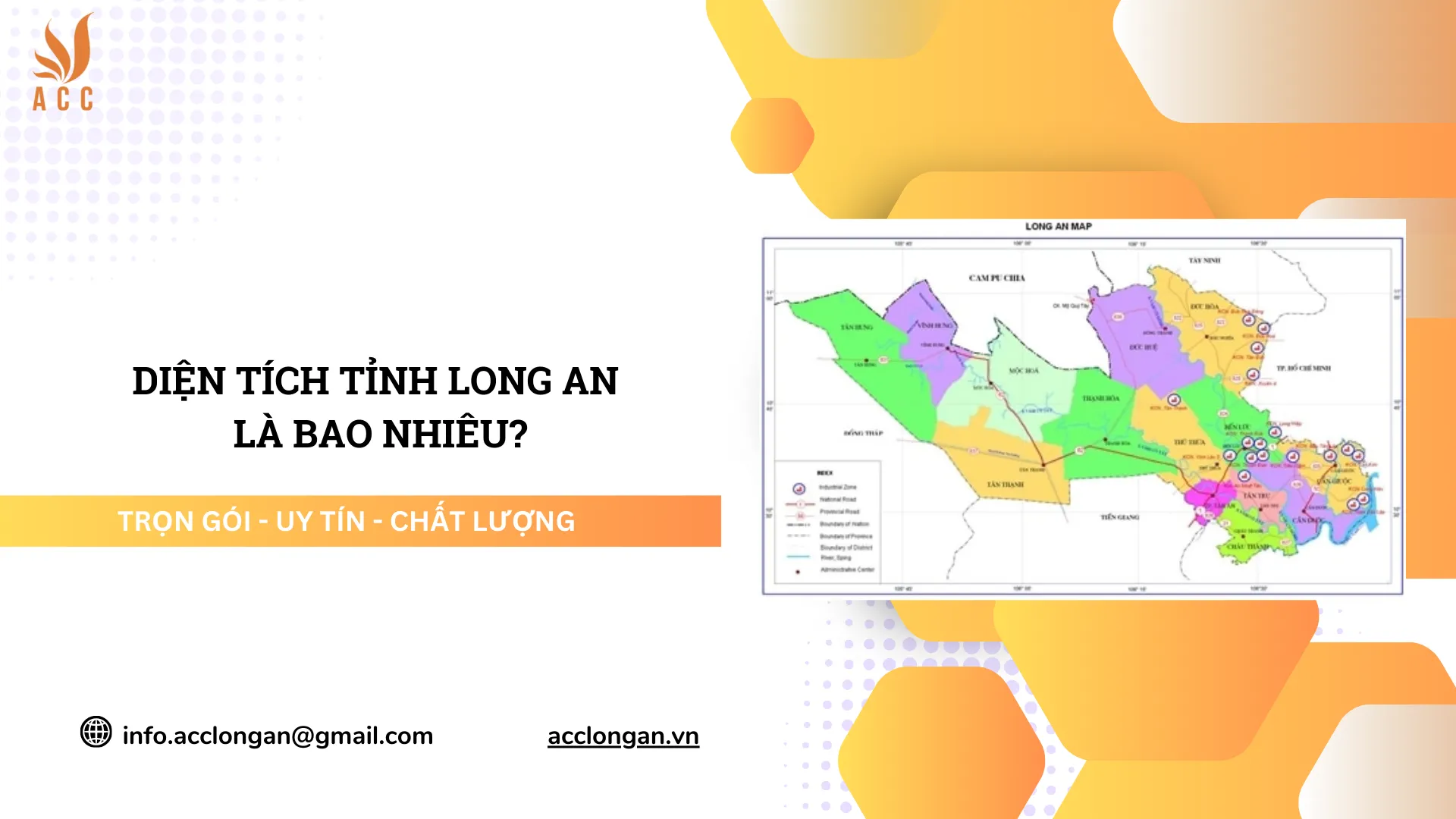 Bản đồ tỉnh Long An minh họa vị trí địa lý và các đơn vị hành chính