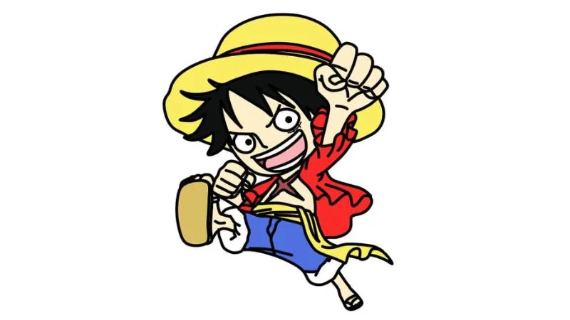 Hình vẽ chibi Luffy hoàn chỉnh đã tô màu sống động