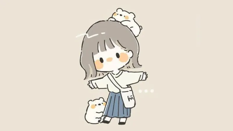 Hình minh họa phong cách vẽ chibi với đầu to mắt to đáng yêu