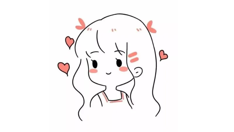 Hình vẽ chibi nữ dễ thương với mái tóc xoăn