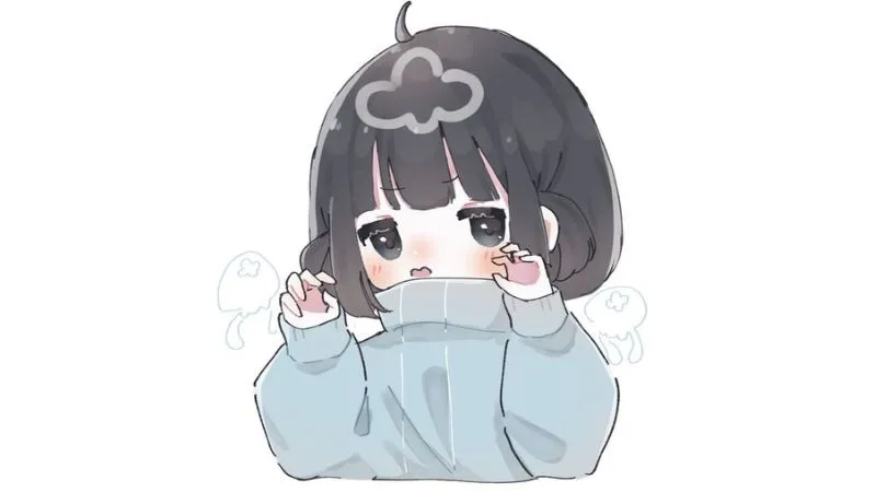 Chibi nữ với biểu cảm vui vẻ, hồn nhiên