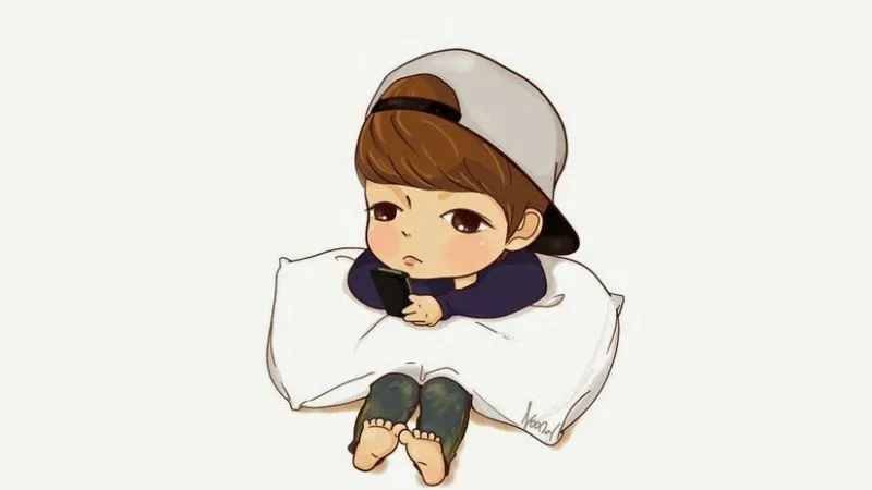 Hình ảnh nhân vật chibi nam trầm tư