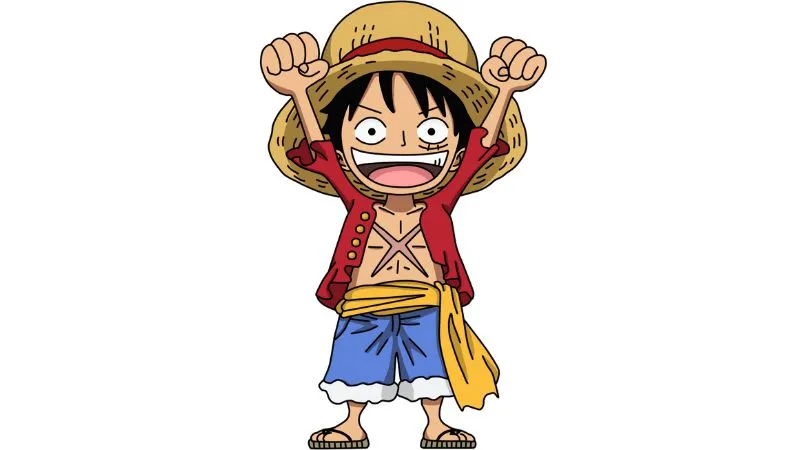 Luffy chibi dễ thương với biểu cảm ngạc nhiên