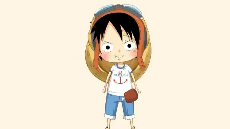 Chibi Luffy trong trang phục thường ngày, đơn giản
