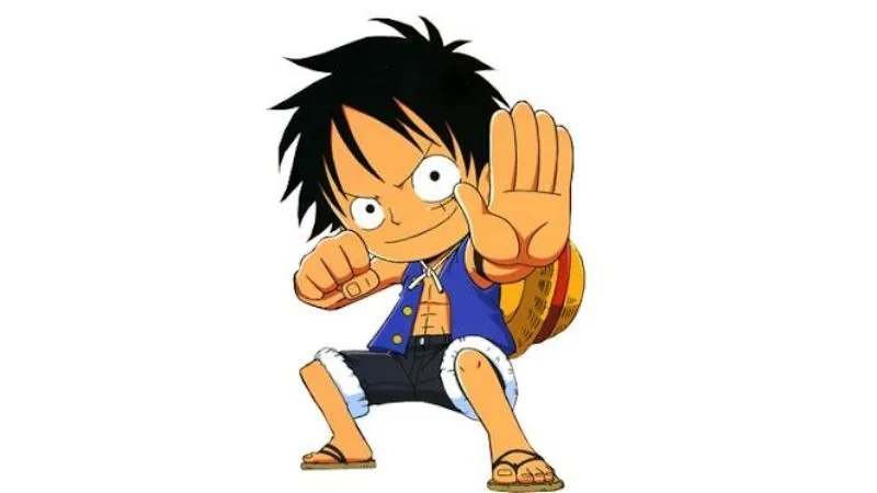 Hình vẽ Luffy chibi với nón rơm, sẵn sàng phiêu lưu
