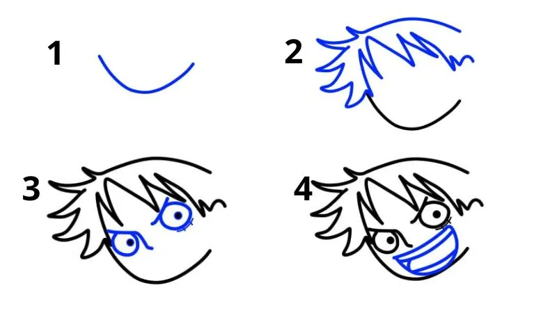 Phác thảo đầu của Luffy chibi với nụ cười đặc trưng