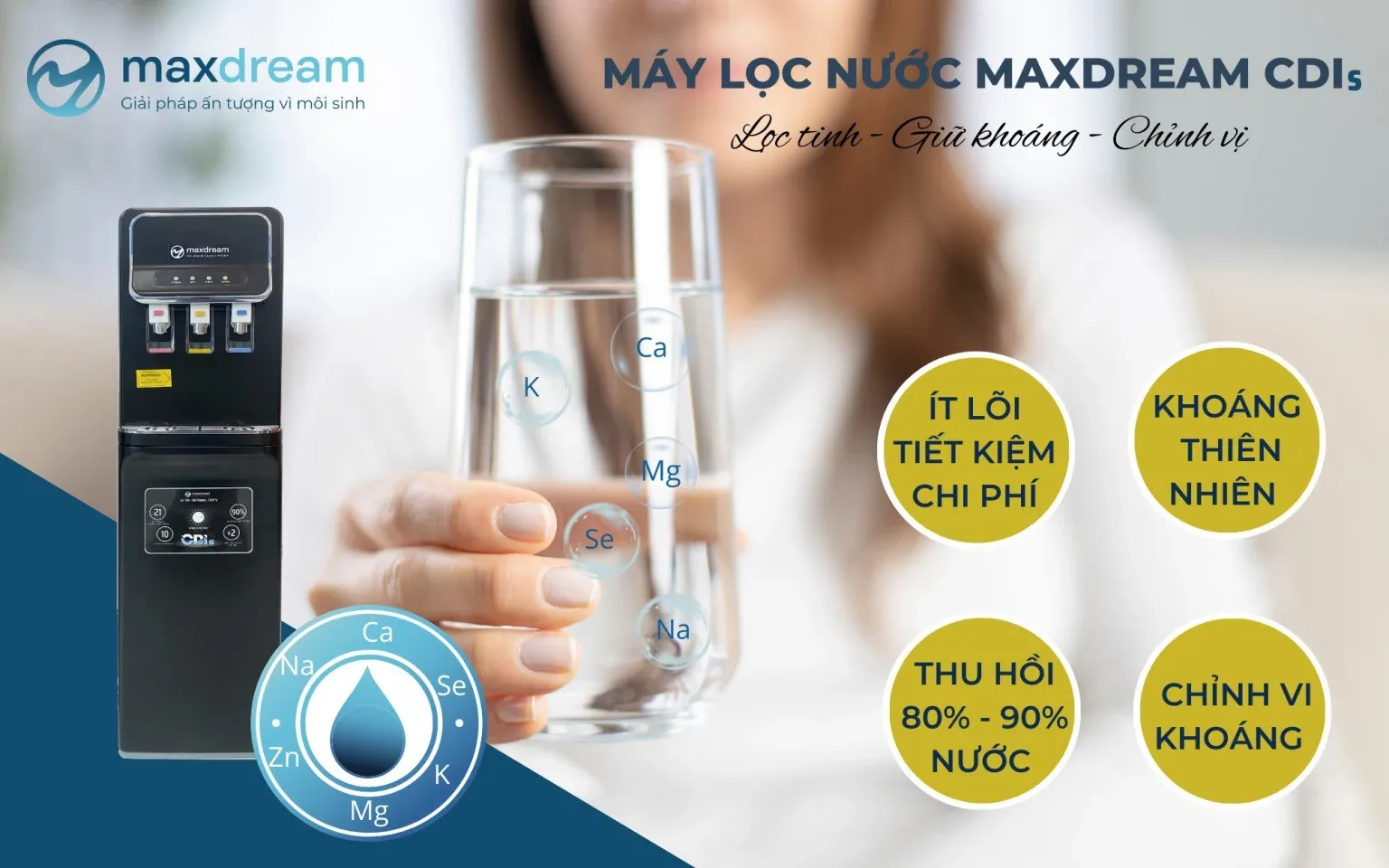 Máy lọc nước Maxdream CDI NL01 áp dụng công nghệ lọc CDI tiên tiến