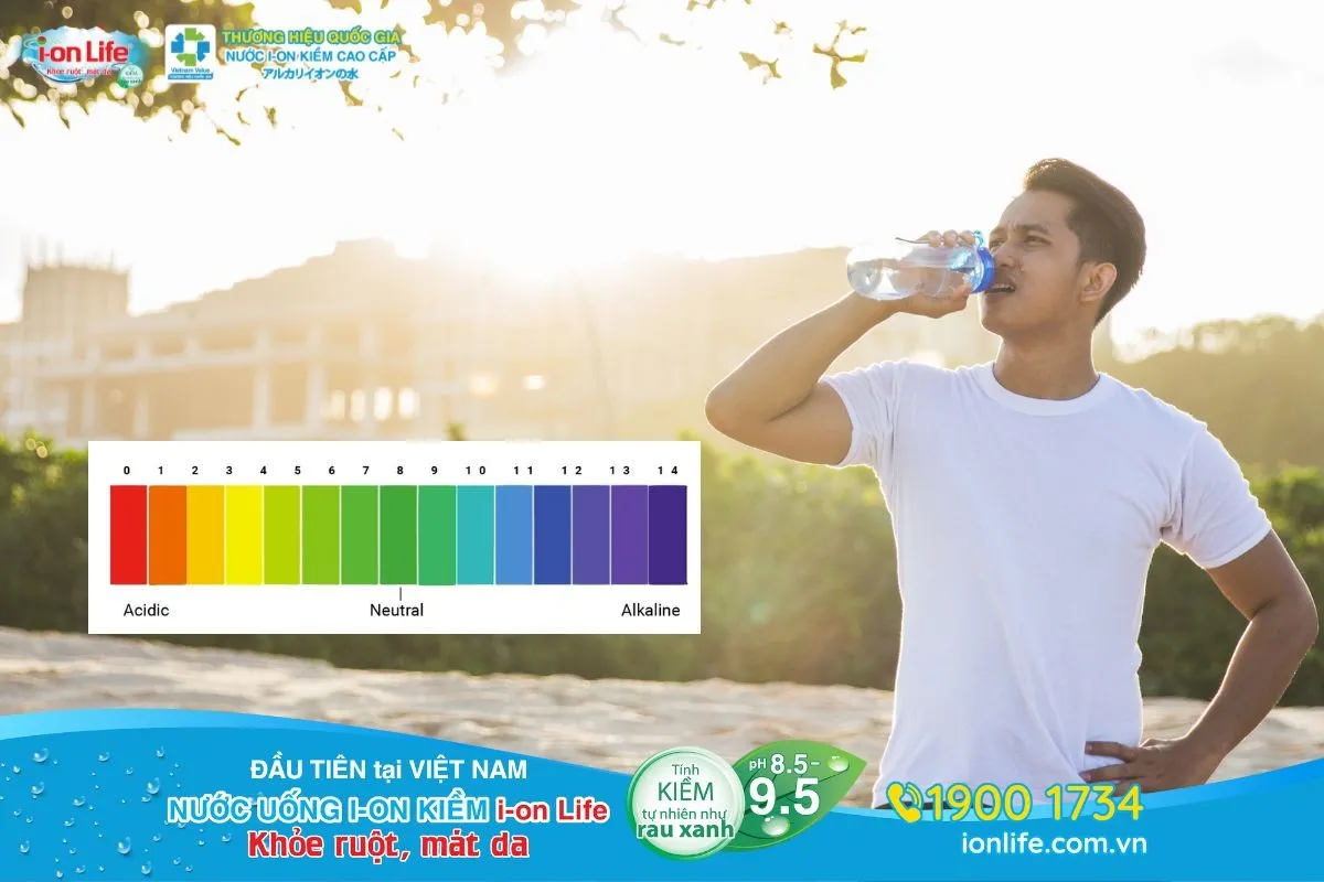 Nước khoáng ion kiềm có độ pH từ 8.5 đến 9.5 hỗ trợ cải thiện hệ tiêu hóa
