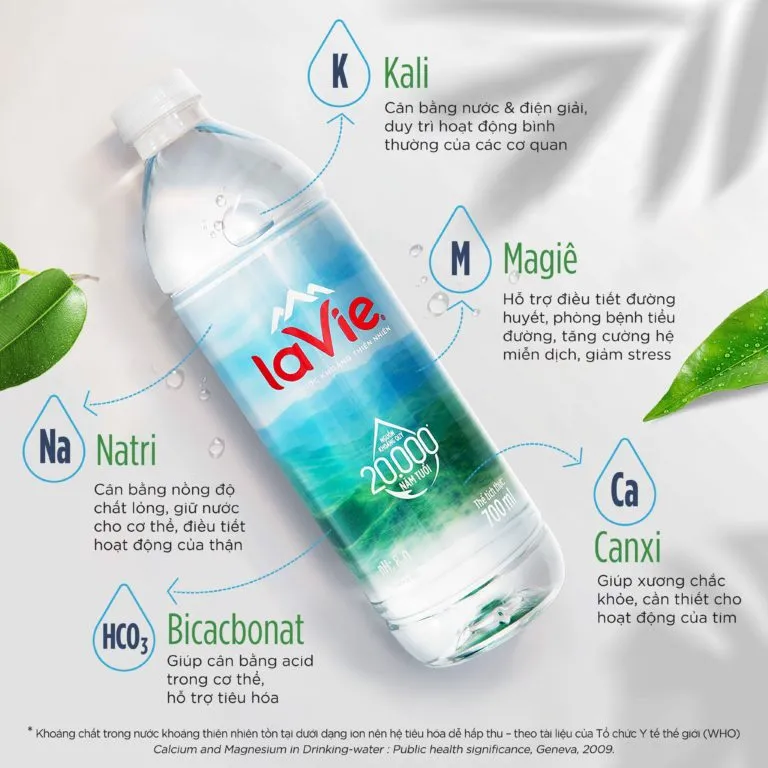 Chai nước khoáng LaVie 500ml giàu khoáng chất tự nhiên