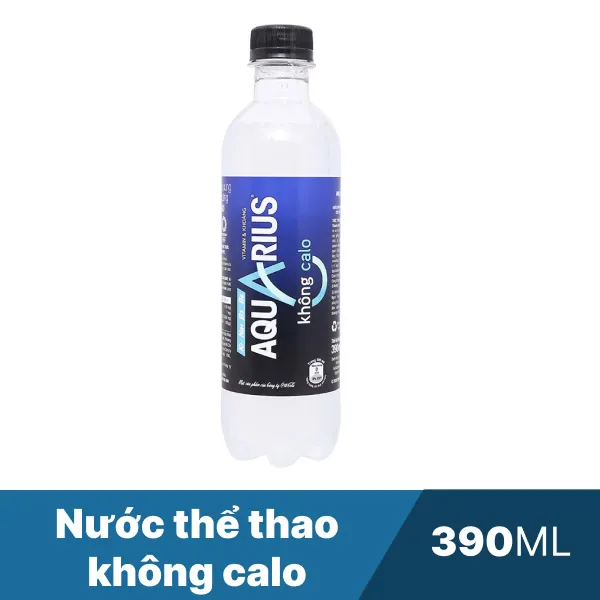 Chai nước uống vận động Aquarius Zero 390ml với thông tin không calo