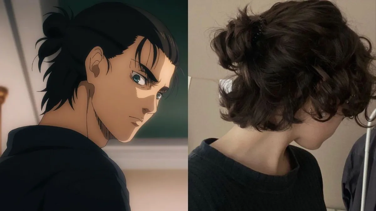 Eren Yeager với kiểu tóc half-up manbun cá tính và phong trần