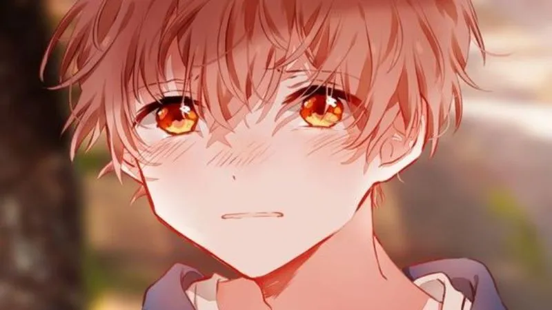 Anime nam dễ thương và tình cảm, với đôi mắt to tròn