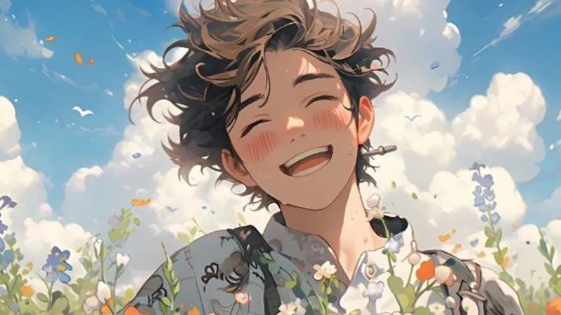 Anime nam vui vẻ và hài hước, với nụ cười rạng rỡ