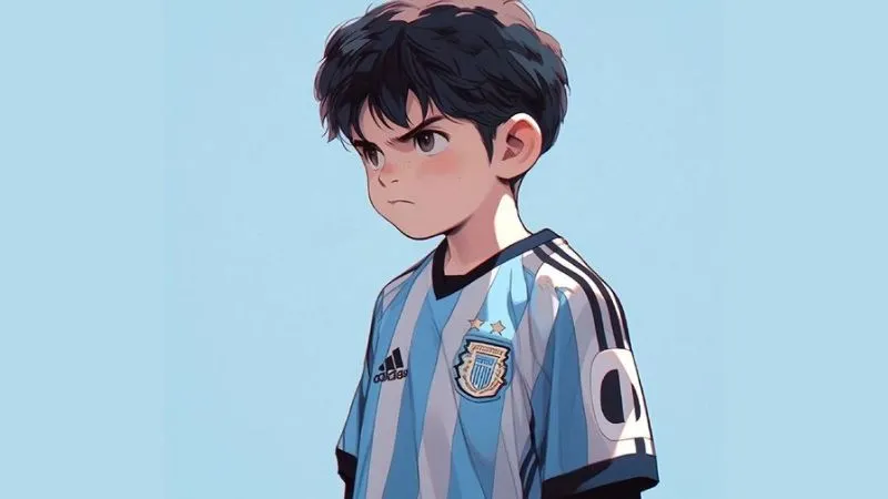 Cầu thủ anime nam dễ thương trên sân cỏ