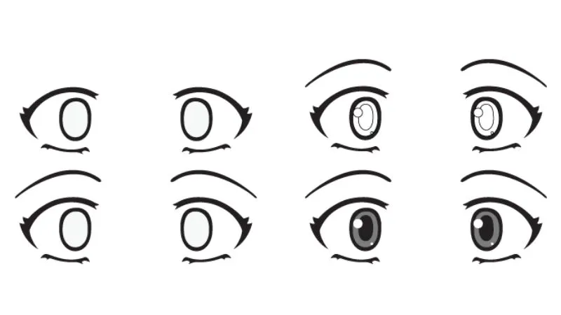 Mắt anime sợ hãi với con ngươi co nhỏ