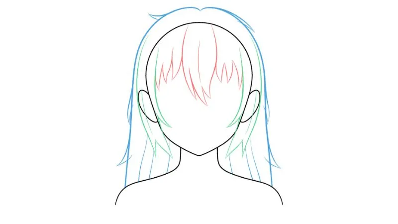 Kỹ thuật vẽ tóc phía trên và sau đầu cho nhân vật anime