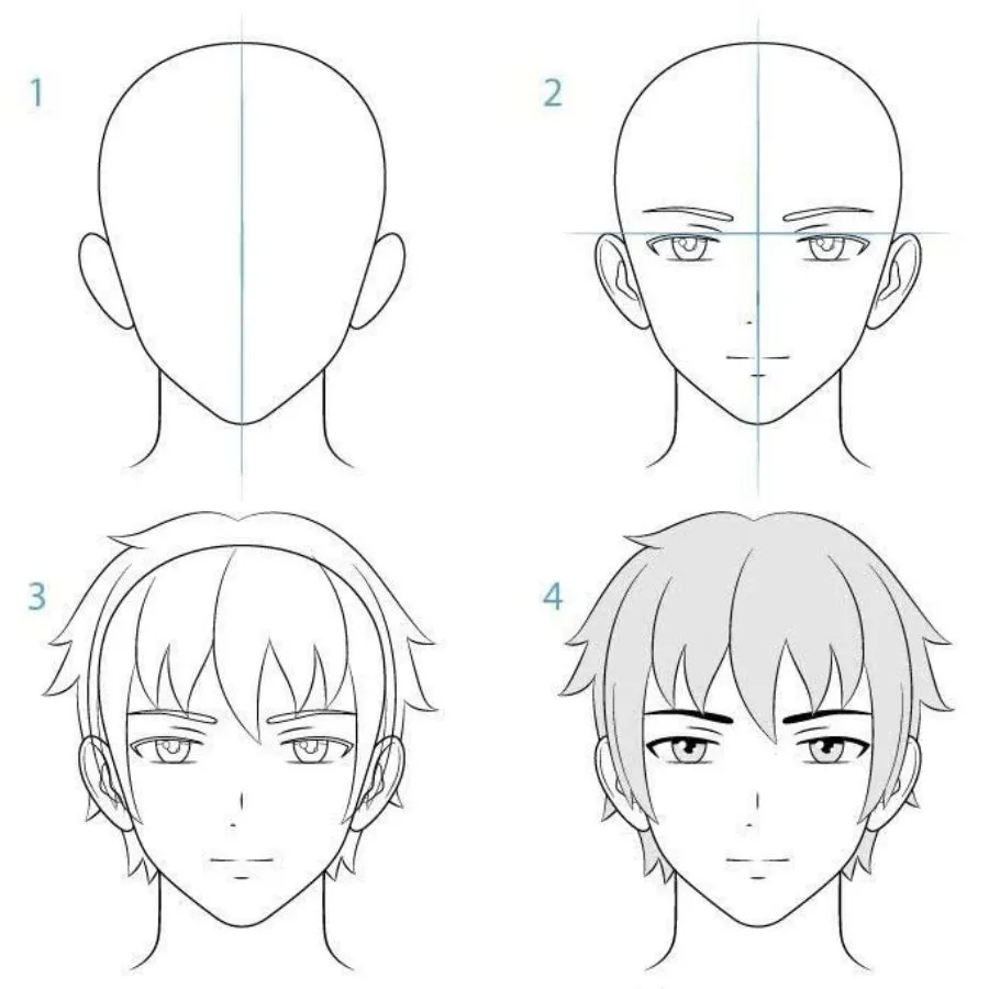 Minh họa cách vẽ tóc anime nam đơn giản, mạnh mẽ