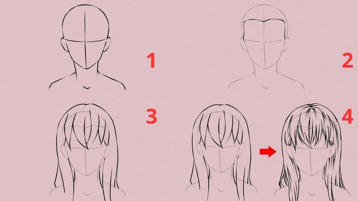Cách phác thảo tóc anime đơn giản