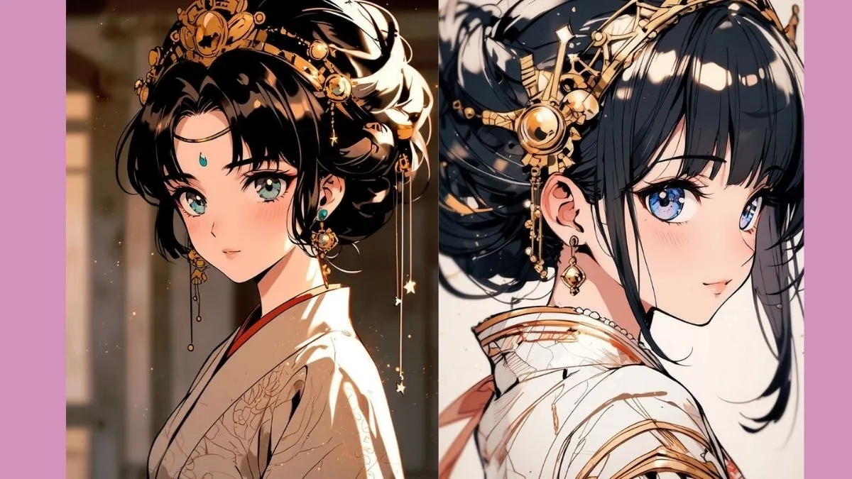 Cô gái anime cổ trang trong Kimono
