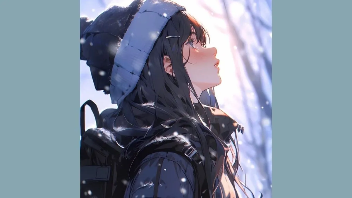 Bức tranh cô gái anime buồn với đôi mắt đượm lệ