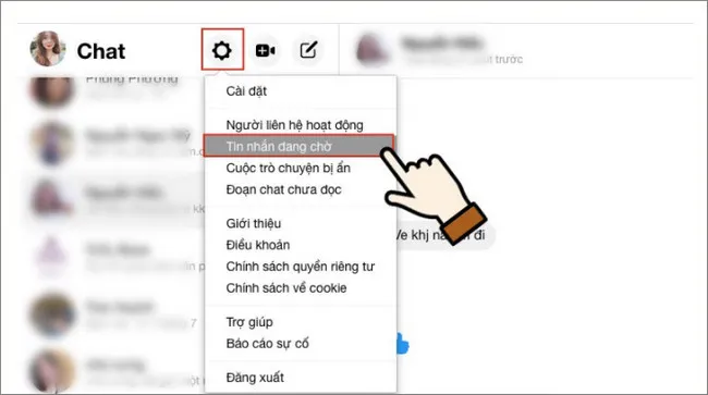 Cài đặt và mục tin nhắn đang chờ trên Messenger web