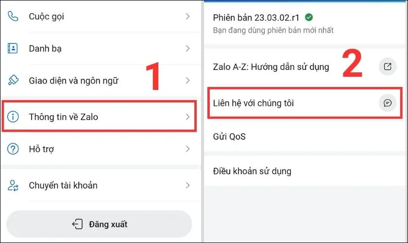 Giao diện tin nhắn hỗ trợ trực tuyến với nhân viên Zalo