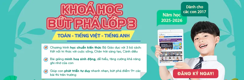 Hình ảnh banner quảng cáo khóa học trực tuyến lớp 3