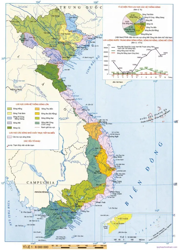 Bản đồ sông ngòi Việt Nam cập nhật năm 2024