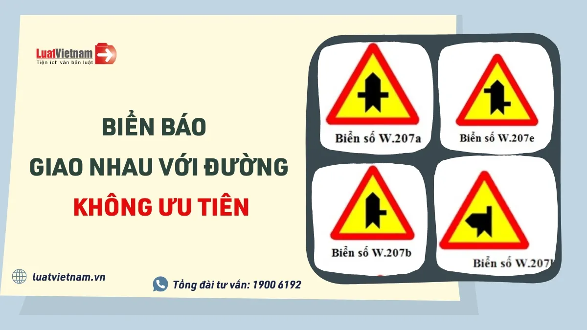 Hình ảnh minh họa biển báo W.207a, một trong các loại biển báo giao nhau với đường không ưu tiên