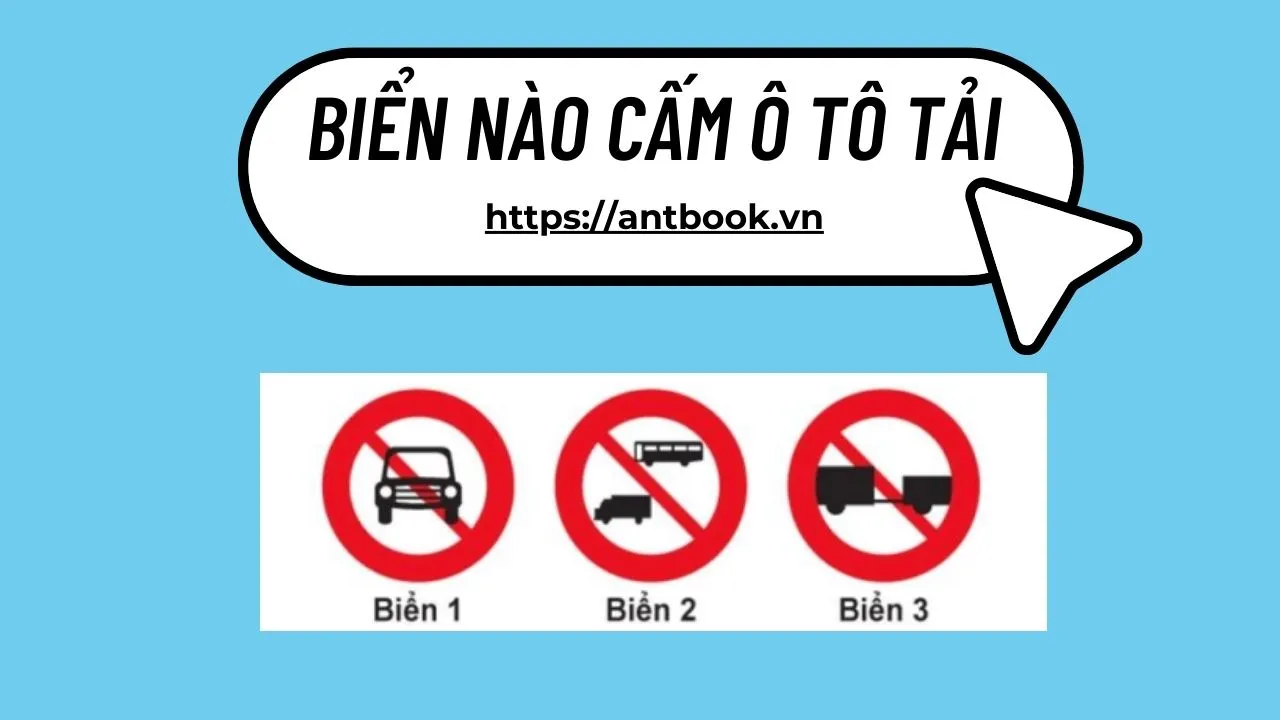 Biển báo cấm xe tải màu đen trên nền trắng với viền đỏ