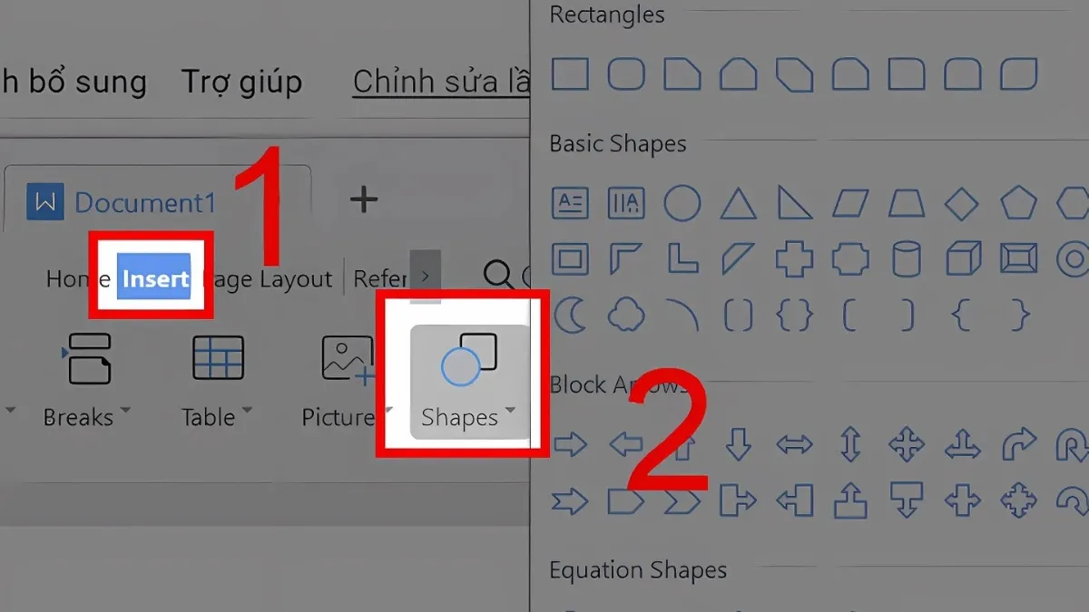 Chọn hình dạng Shapes cho chủ đề chính