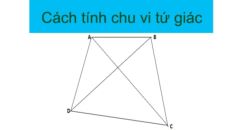 Tính chu vi tứ giác dựa vào tổng các cạnh.